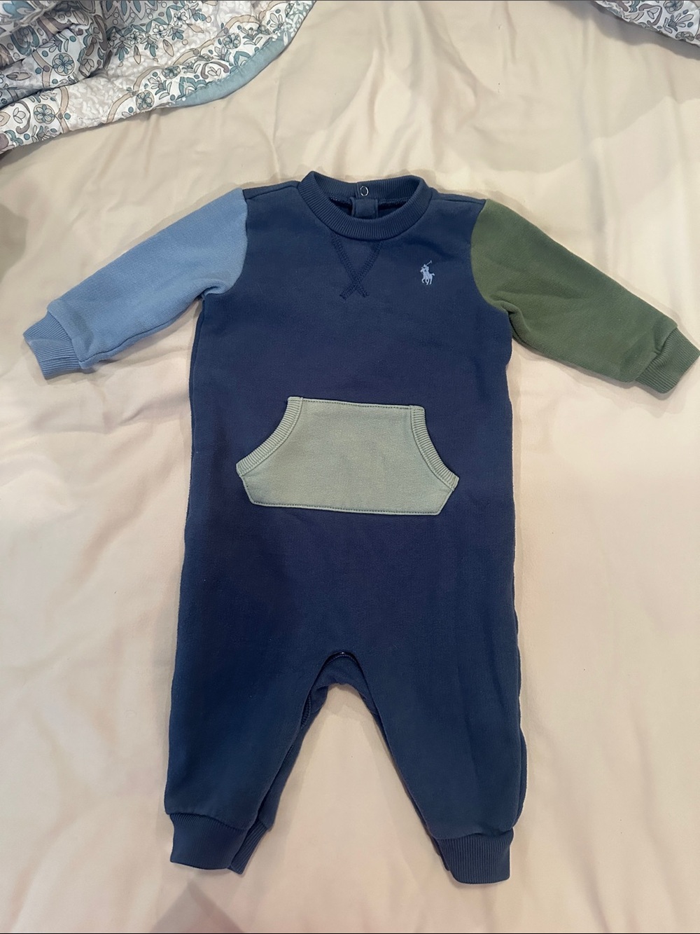 Polo by Ralph Lauren Navy One-Piece with Blue and Green Sleeves